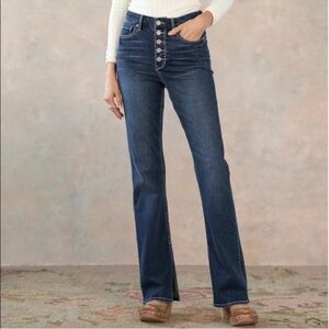 Dear John Alto Split Hem Ankle Flare Denim Button Fly Blue Jeans 🩷